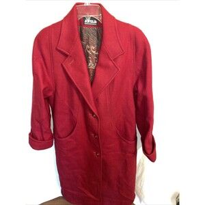 Jofeld Women’s Wool Overcoat Size Large Red Going Out Party Warmth Outdoors
